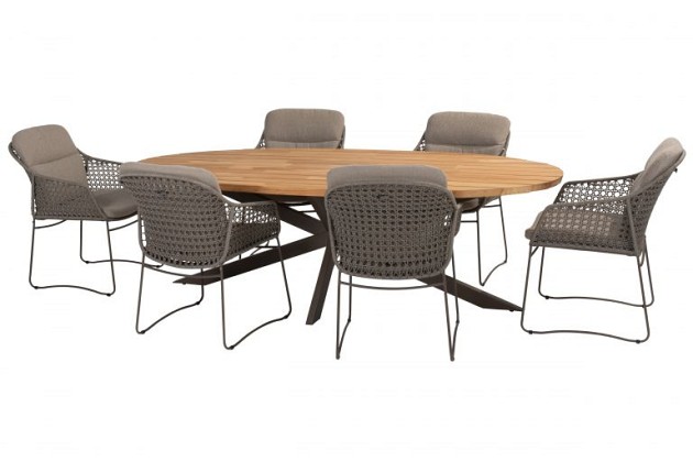 4 Seasons Outdoor Moretti dining set met Prado eettafel Terre Teak 240x115cm