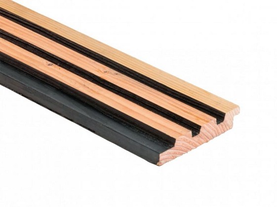 Douglas geschaafd triple profiel 2,5 X 14 X 400 cm, zwart/onbehandeld.*