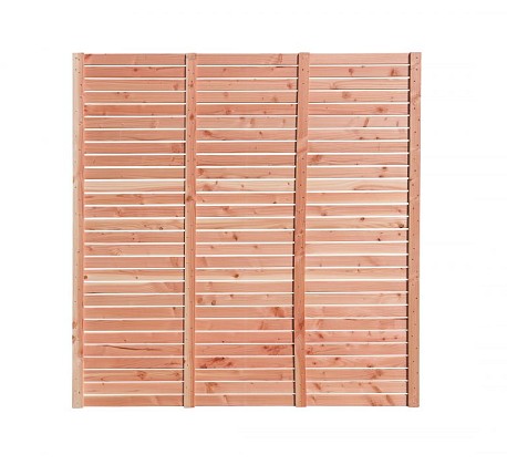 Douglas enkelzijdig geschaafd latten scherm, recht horizontaal, 180 x 180 cm.*