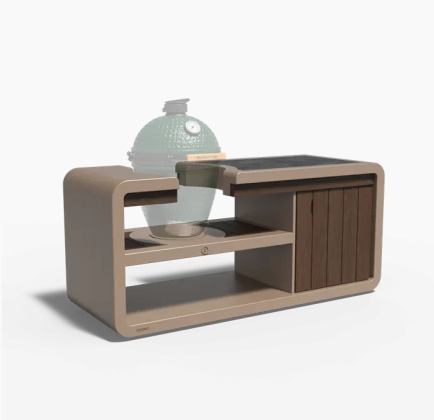 Station Kamado - 1990 x 752 x 900 - RAL7006 Beigegrijs - Aluminium + Bamboo (excl. Kamado)