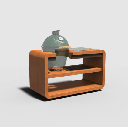 Station Kamado - 1500 x 752 x 900 - Onbehandeld - Corten staal + Bamboo (excl. Kamado)