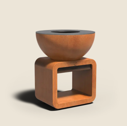 SEARE BOLE - Ø 805 x 1000 - Onbehandeld - Corten staal + Staal + Bamboo