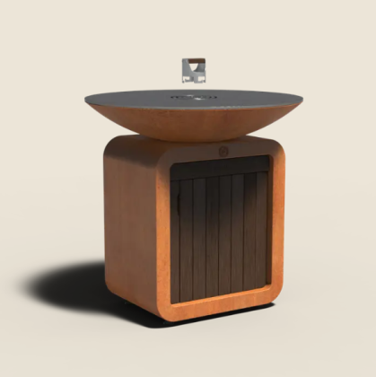 SEARE HALO PIEZO - Ø 1005 x 1000 - Onbehandeld - Corten staal + Staal + Bamboo