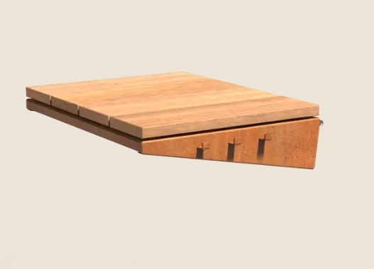 Cooking - DAMM worktops - 400 x 500 x 130 - Onbehandeld - Corten staal + Garapa