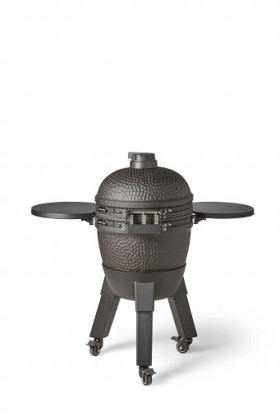 Kamado black incl. pedestal & side-table - incl. aluminium black legs (incl. wheels)