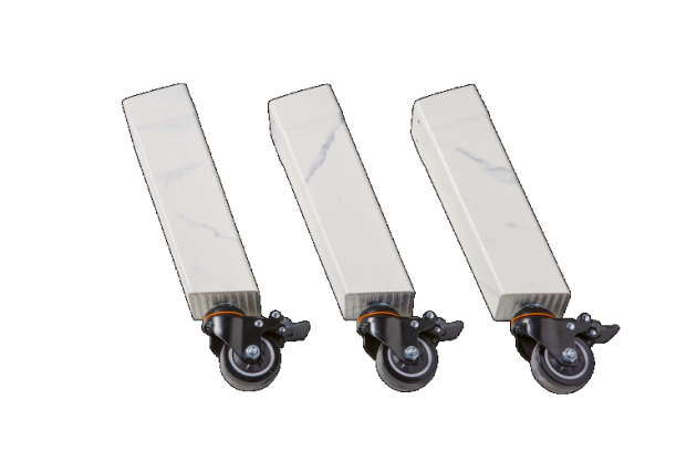 Pedestal legs - marble look with wheels (3pcs)