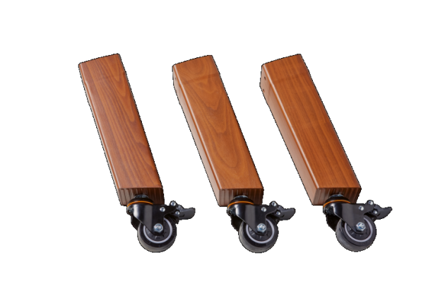 Pedestal legs - wood look with wheels (3pcs)
