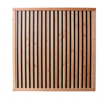 Douglas geschaafd rhombus plankenscherm met zwarte binnenkant, 180 x 180 cm, zwart/onbehandeld.*