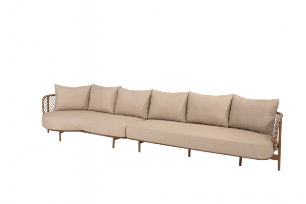 4 Seasons Outdoor Martinique modulaire 3-zits loungebank + chaise longue bank + incl. 8 kussens