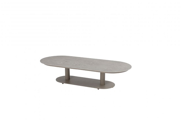 4 Seasons Outdoor Boaz ovale bijzettafel latte met keramisch tafelblad, 150 x 65 cm (H 35) OP=OP