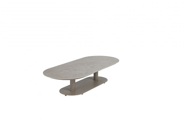 4 Seasons Outdoor Boaz ovale bijzettafel latte met keramisch tafelblad, 150 x 65 cm (H 35) OP=OP