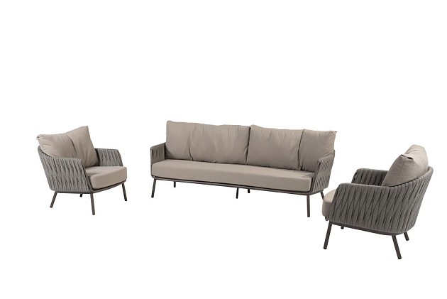 Taste by 4 Seasons Outdoor Cannes loungeset: 3-zits loungebank + 2x loungestoel