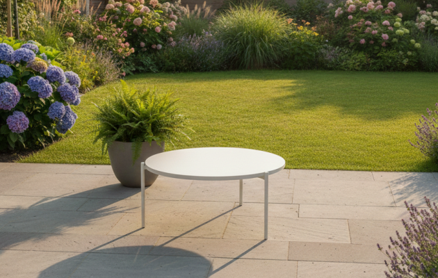 Taste by 4 Seasons Outdoor Vic loungetafel latte met geprint keramiek tafelblad 73 cm Ø (H 35)