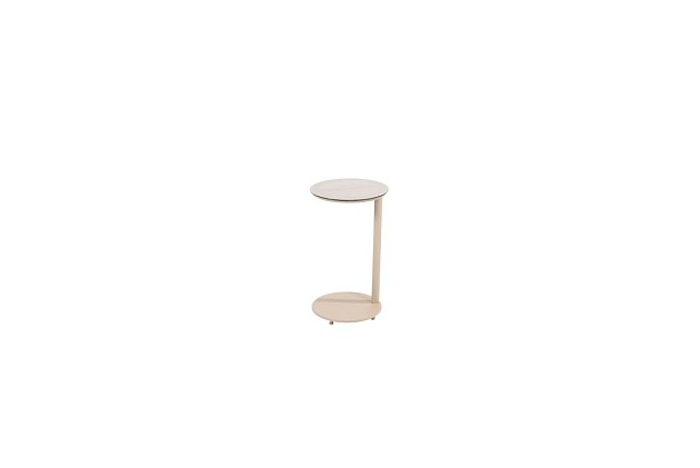 Taste by 4 Seasons Outdoor Vic bijzettafel latte met geprint keramiek tafelblad 30 cm Ø (H 50)