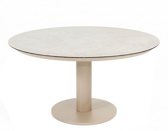 Taste by 4 Seasons Outdoor Sarah low dining tuintafel latte met geprinte keramiek tafelblad 130 cm Ø