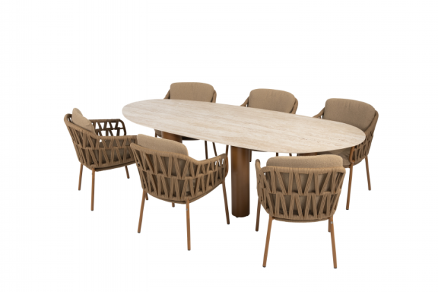 4 Seasons Outdoor Biarritz dining set met Estate eettafel organisch Amber