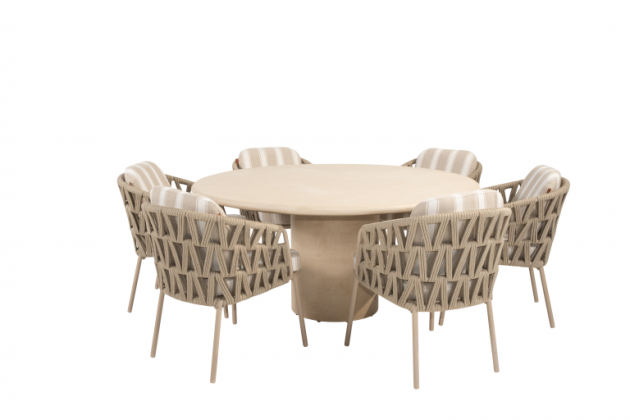4 Seasons Outdoor Beverly dining set latte met Hampton eettafel rond Ø 160cm verwacht eind augustus 
