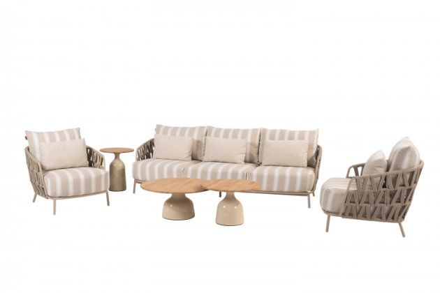 4 Seasons Outdoor Beverly loungeset latte met June loungetafels creme