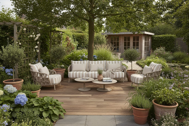 Beverly loungeset met Boaz loungetafels en bijzettafel latte | 4 Seasons Outdoor