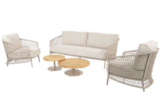 Puccini loungeset met Volta loungetafels Latte | 4 Seasons Outdoor