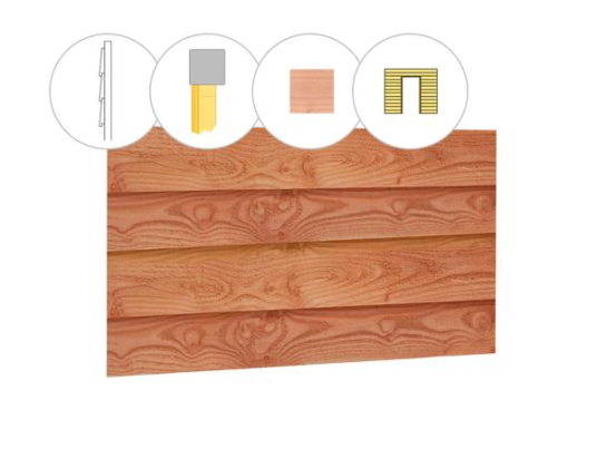 Zweeds rabat douglas enkelzijdige wand C, t.b.v. enkele deur, 278,5 x 224 cm, onbehandeld.*