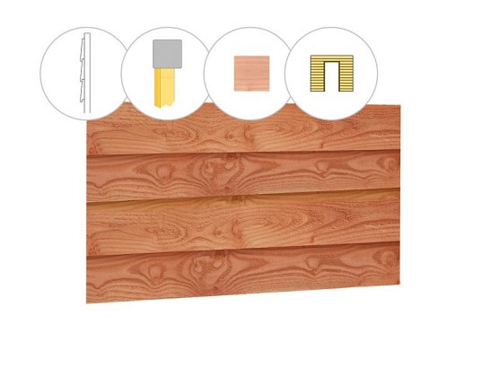 Zweeds rabat douglas enkelzijdige wand C, t.b.v. enkele deur, 278,5 x 224 cm, onbehandeld.*