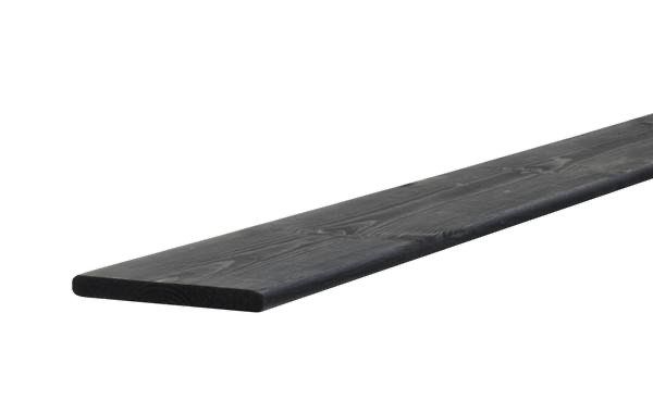 Grenen geschaafde plank, met ronde hoeken 1,5 x 14 x 180 cm, zwart gedompeld*