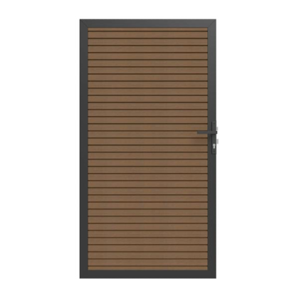 NewTechWood Co-extrusie composiet deur in aluminium frame, horizontaal triple, 100 x 195 cm, Teak.*