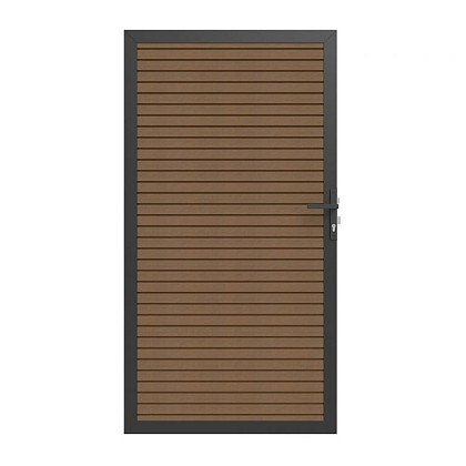 NewTechWood Co-extrusie composiet deur in aluminium frame, horizontaal triple, 100 x 195 cm, Teak.*