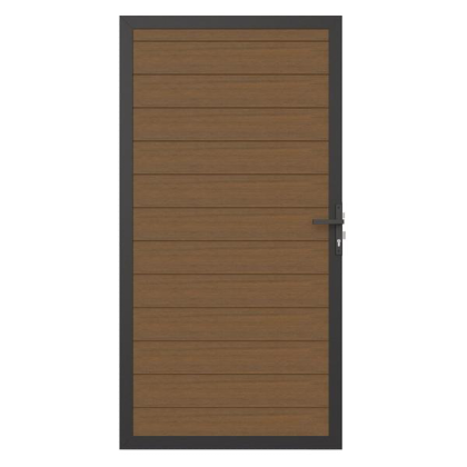 NewTechWood Co-extrusie composiet deur in aluminium frame, horizontaal, 100 x 195 cm, Teak.*