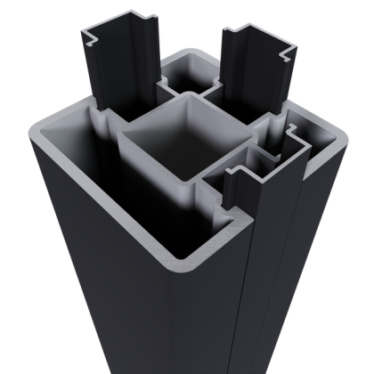 NewTechWood aluminium poortpaalset, 2 stuks met paalkap, 8 x 8 x 270 cm, zwart.*