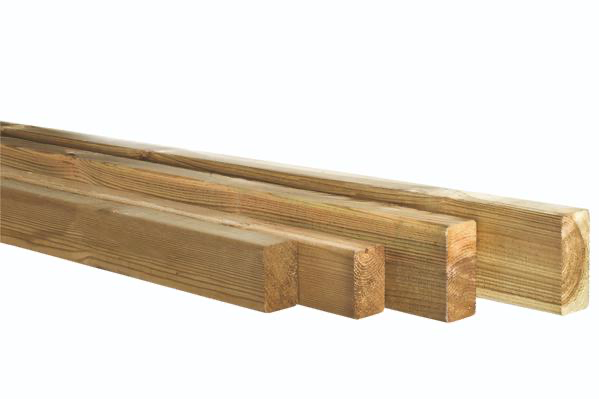 Grenen geschaafde regel 4,4 x 6,8 x 400 cm, groen geïmpregneerd.*