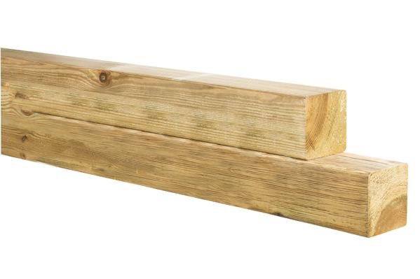 Midden-Europees vuren geschaafde paal 14 x 14 x 500 cm, groen geïmpregneerd.*