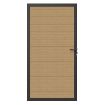 NewTechWood Co-extrusie composiet deur in aluminium frame, horizontaal, 100 x 195 cm, Red Cedar.*