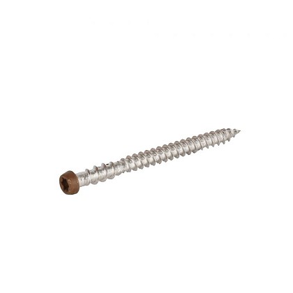 RVS schroef met gekleurde top voor NTW terrasplanken, set a 100 stuks incl. bit, Teak.*