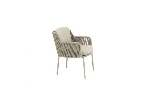 4 Seasons Outdoor Bernini dining set met Prado eettafel rond Ø 160cm Latte