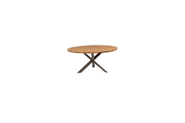 4 Seasons Outdoor Fabrice dining set Latte met Prado eettafel rond Ø 160cm Teak