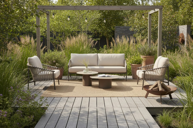 Allora loungeset met Sofie loungetafels Terre | 4 Seasons Outdoor