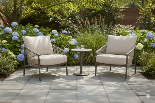 Allora bistro loungeset met Boaz bijzettafel Terre | 4 Seasons Outdoor
