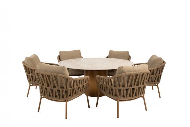4 Seasons Outdoor Biarritz low dining set met Colorado low dining tafel Amber