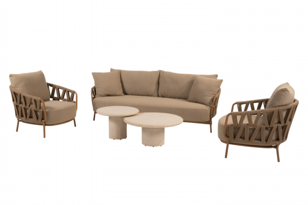 4 Seasons Outdoor Biarritz loungeset Amber met Hampton loungetafels