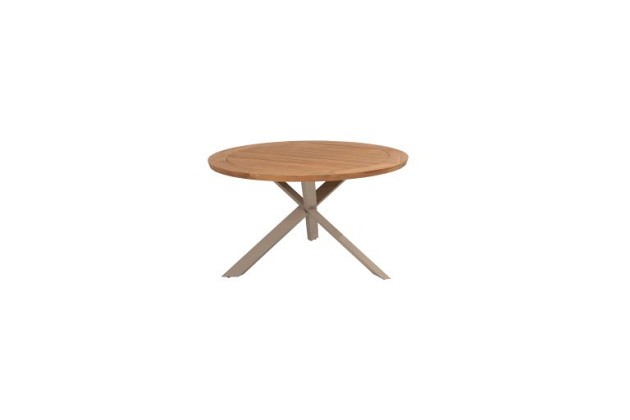 Taste by 4 Seasons Outdoor Sienna dining set met Prado teak eettafel rond dia 130cm Latte