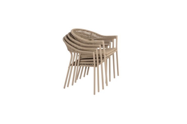 Taste by 4 Seasons Outdoor Sienna dining set met Prado teak eettafel rond dia 130cm Latte