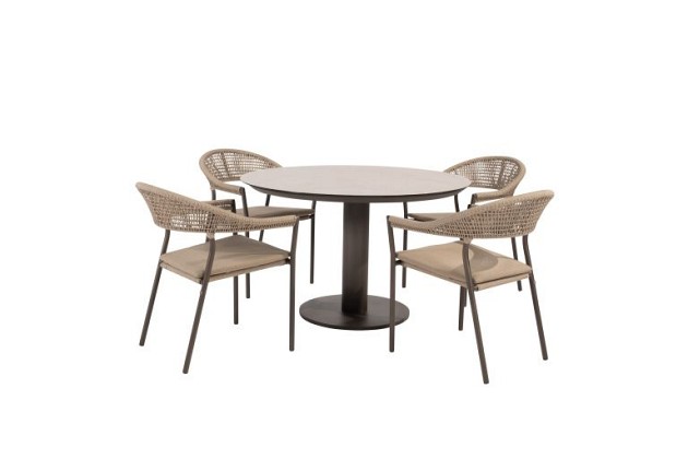 Taste by 4 Seasons Outdoor Sienna dining set met Sarah eettafel rond Ø 120cm Terre