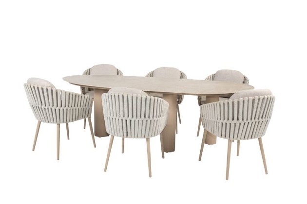 Taste by 4 Seasons Outdoor Eva dining set met Estate eettafel organisch Latte