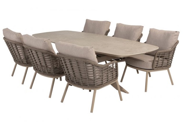 Taste by 4 Seasons Outdoor Puglia low dining set met Nevada eettafel Latte - Niet meer leverbaar