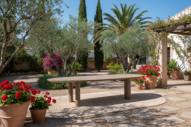 Taste by 4 Seasons Outdoor Denia eettafel organische vorm met keramisch blad Terre 290x110cm