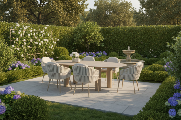 Taste by 4 Seasons Outdoor Estate eettafel organische vorm met keramisch blad Latte 240x110cm