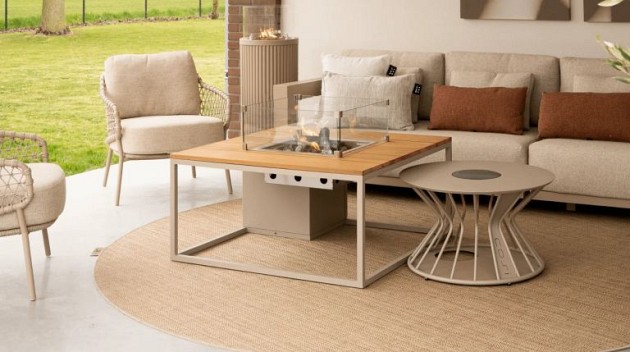 Cosiloft 100 sandy beige frame / teak top