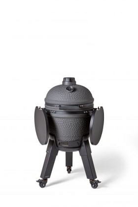 Kamado charcoal grey incl. pedestal & side-table - incl. aluminium black legs (incl. wheels)